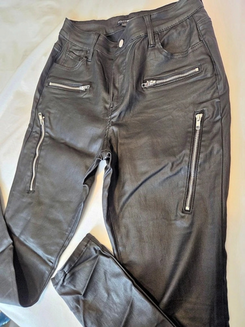 Fashion Nova Black Zipper Skinny Pants Size XL Faux Leather